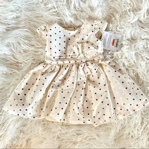 Tiny Gold Polka Dot & Ivory Dress NWT